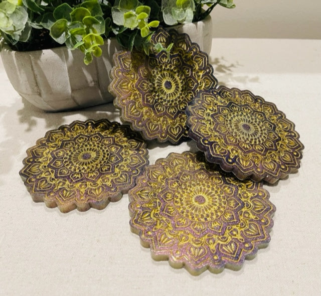 Coasters Flower #124- Crystal Epoxy set of 4