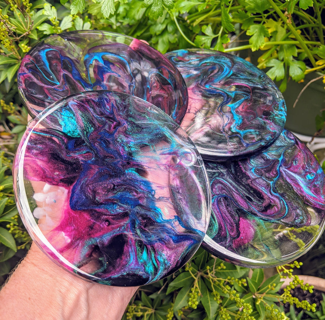 Coasters #95- Round Epoxy set of 4