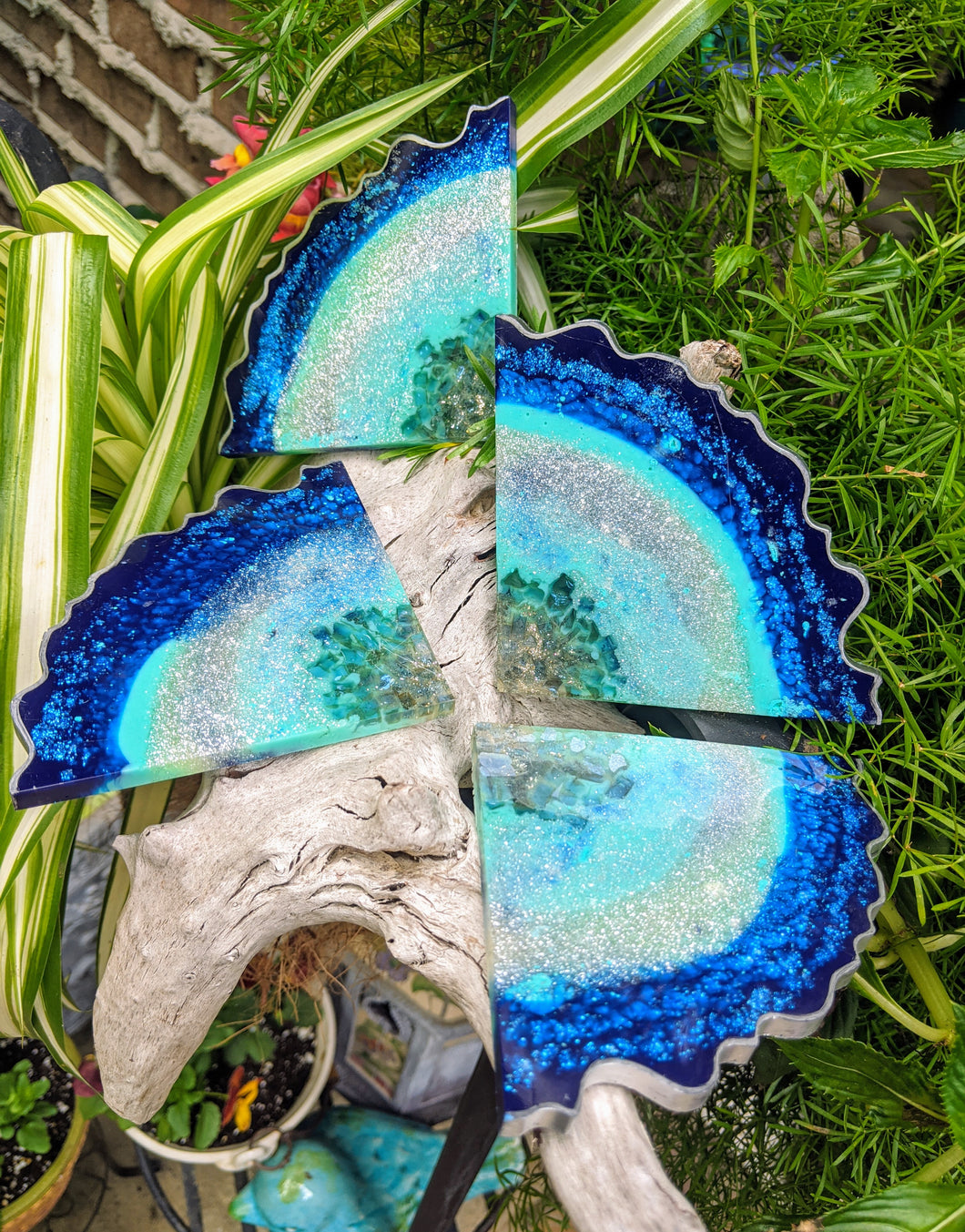 Coasters #65- Agate Epoxy set of 4