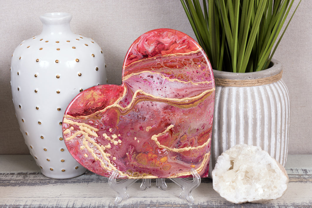 vibrant abstract red orange and gold heart