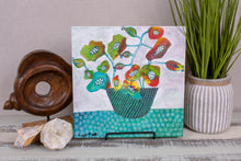 vase of colorful flowers sitting on table hand drawn ink details 