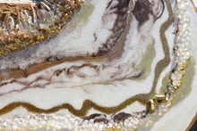 close up gold and white resin geode inspired painting