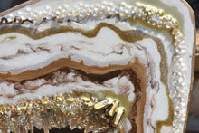 close up gold and white resin geode inspired painting