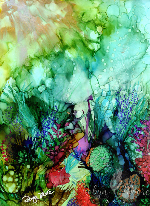 deep sea painting colorful coral bed in rainbow of colors
