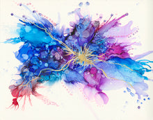 abstract alcohol ink splashy painting with texture and vibrant colors