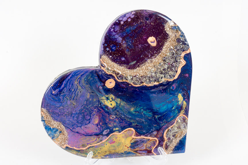 abstract blue purple heart with stones