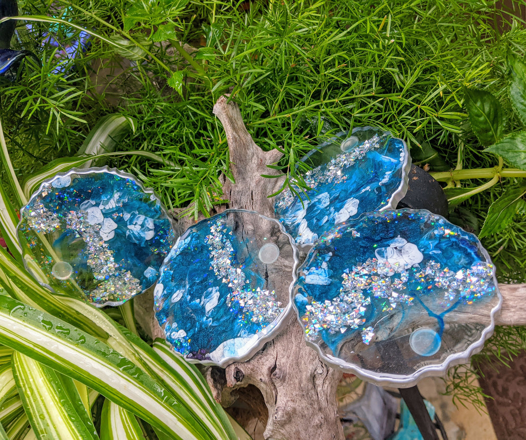 Coasters #61- Agate Epoxy set of 4 - Sold