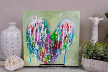 abstract rainbow watercolor ink splashy heart with drips 