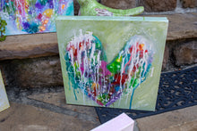 abstract rainbow watercolor ink splashy heart with drips 