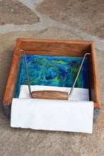 abstract resin napkin holder blue teal green yellow