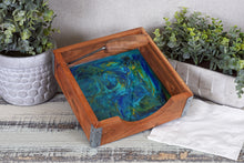 abstract resin napkin holder blue teal green yellow
