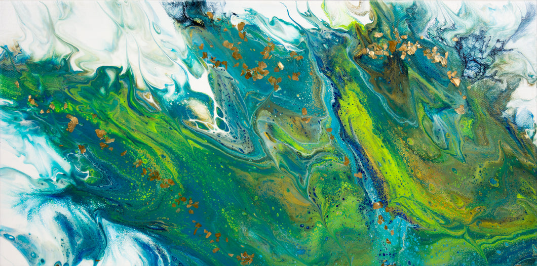 abstract fluid acrylic painting ocean blue green colors