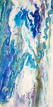 abstract fluid acrylic painting with texture and vibrant blue colors