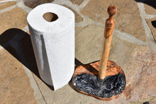 wood and black silver resin paper towel holder
