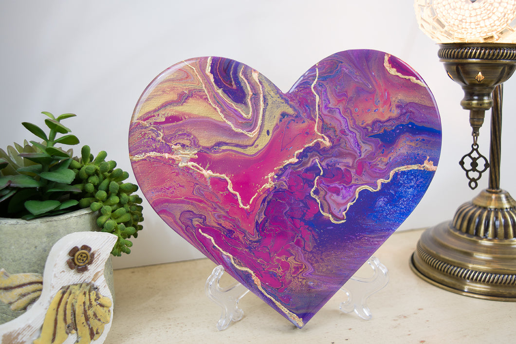 vibrant abstract purple heart magenta and gold