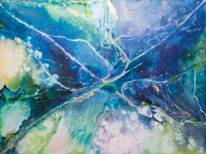 vibrant abstract flowing ocean looking watercolor ink painting