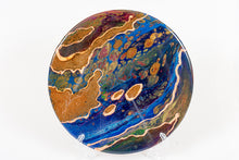 Abstract rainbow color trivet with copper foil