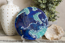 abstract blue and teal resin trivet